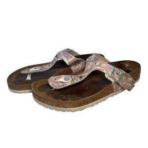 Birkenstock Gizeh Burko-Flor Sandals Slip On Shoes Floral Women 8-8.5